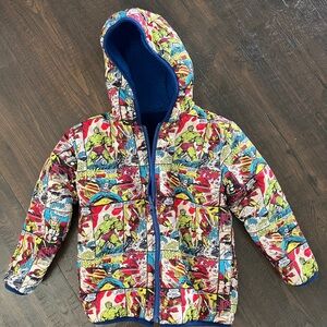 Colorful Comic Print Hooded Jacket windbreaker
